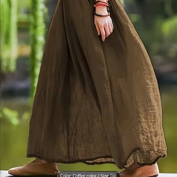 NEW! Beautiful Flowing Midi Skirt in Coffee - Picture 2 of 5